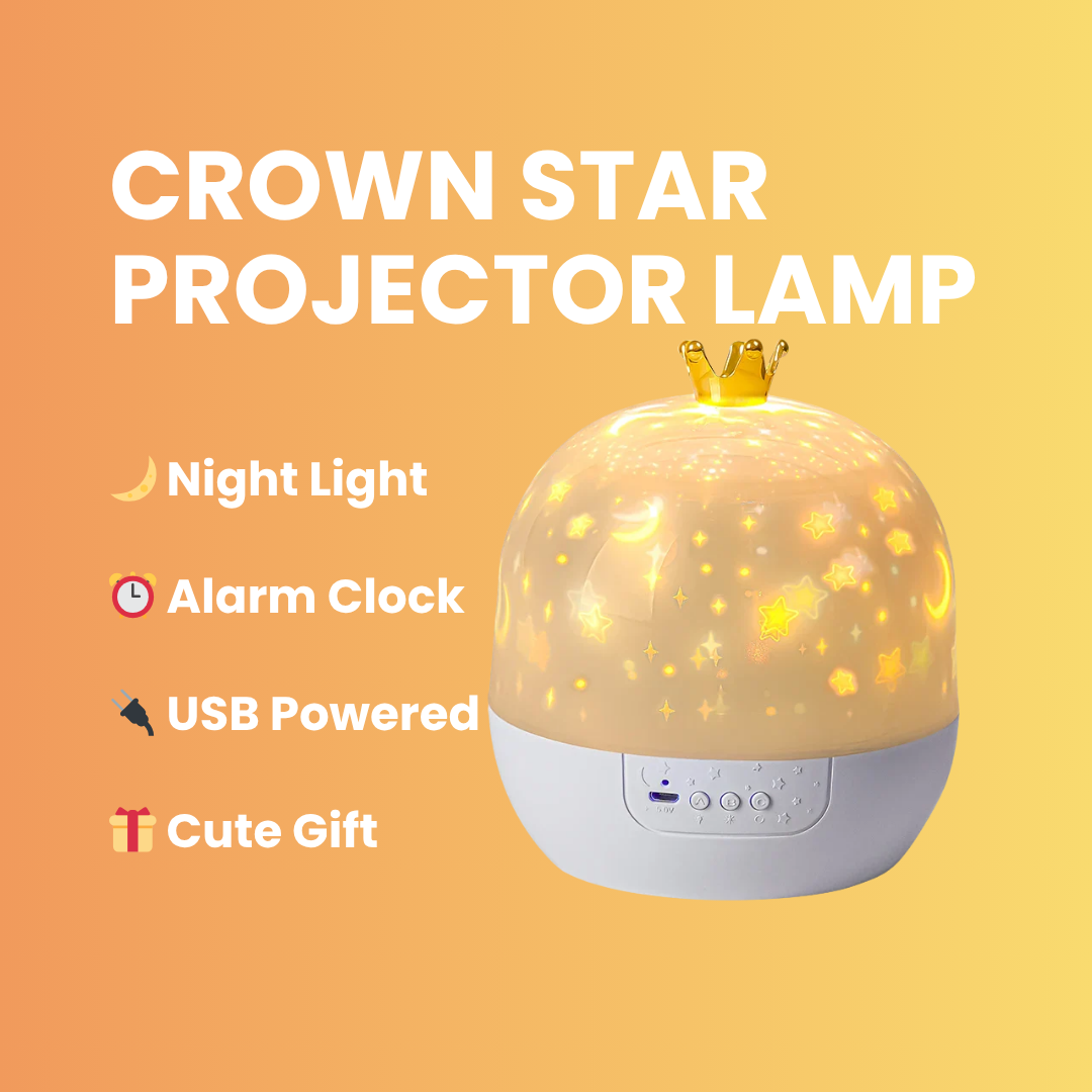 Crown Star Projector Lamp – Rotating Galaxy Night Light for Kids & Gifts