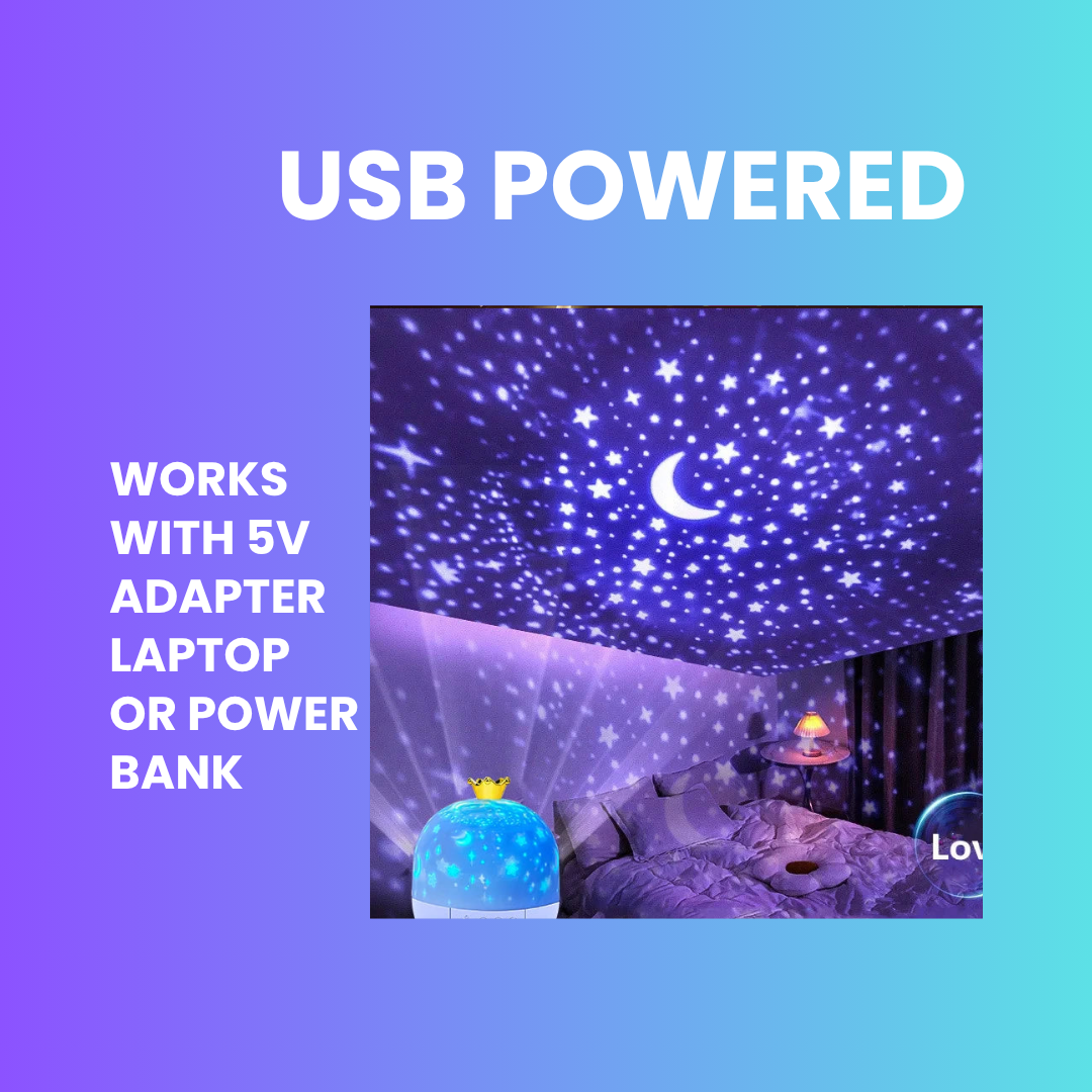 Crown Star Projector Lamp – Rotating Galaxy Night Light for Kids & Gifts