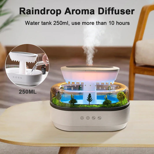 Raindrop Aroma Diffuser & Humidifier with White Noise & Color Light