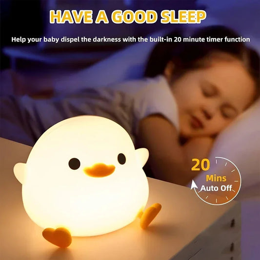 Cute Duck Night Light – Soft Silicone Touch Lamp for Kids