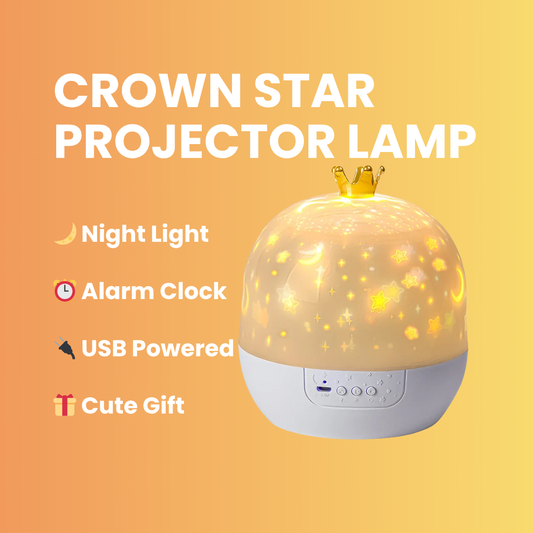 Crown Star Projector Lamp – Rotating Galaxy Night Light for Kids & Gifts