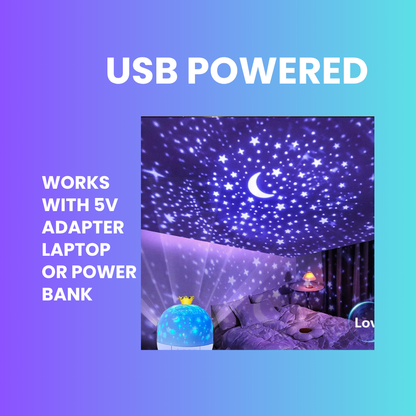 Crown Star Projector Lamp – Rotating Galaxy Night Light for Kids & Gifts