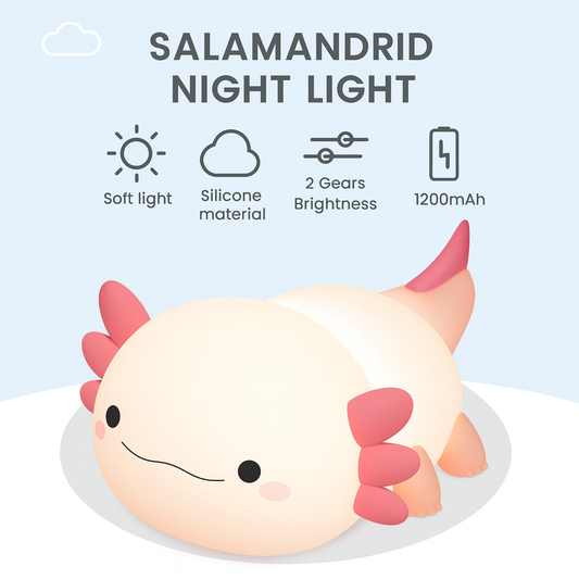 Cute Axolotl Night Light – Soft Silicone LED Lamp for Kids