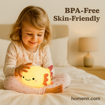 Cute Axolotl Night Light – Soft Silicone LED Lamp for Kids