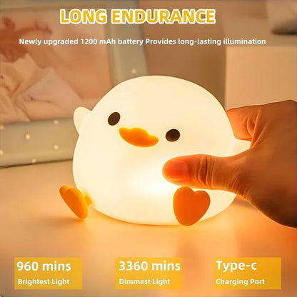 Cute Duck Night Light – Soft Silicone Touch Lamp for Kids