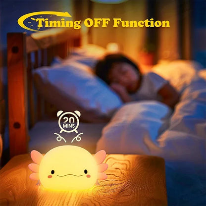 Cute Axolotl Night Light – Soft Silicone LED Lamp for Kids