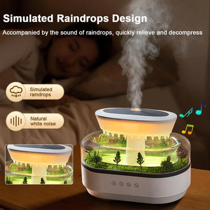 Raindrop Aroma Diffuser & Humidifier with White Noise & Color Light