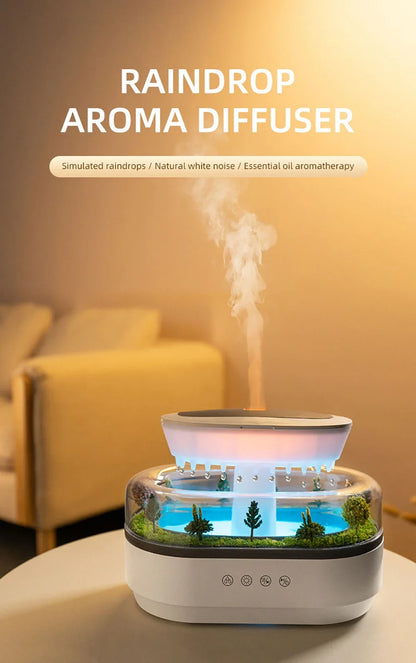Raindrop Aroma Diffuser & Humidifier with White Noise & Color Light