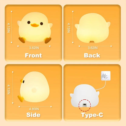 Cute Duck Night Light – Soft Silicone Touch Lamp for Kids