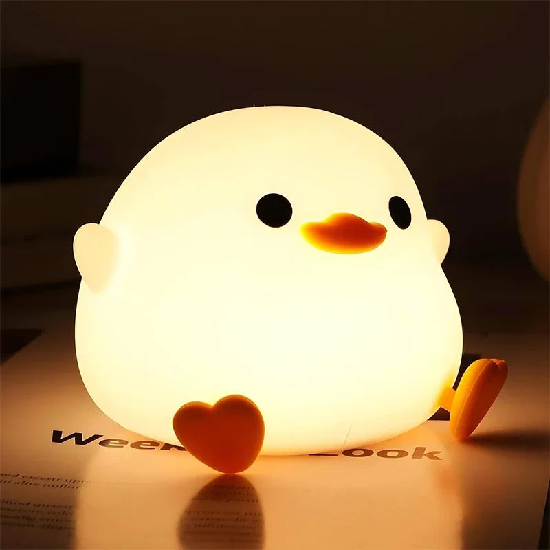 Cute Duck Night Light – Soft Silicone Touch Lamp for Kids