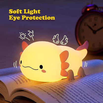 Cute Axolotl Night Light – Soft Silicone LED Lamp for Kids