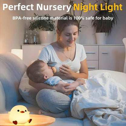 Cute Duck Night Light – Soft Silicone Touch Lamp for Kids