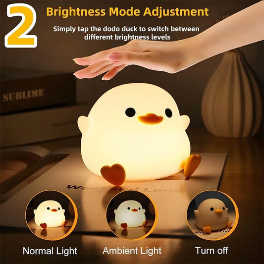 Cute Duck Night Light – Soft Silicone Touch Lamp for Kids