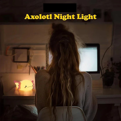 Cute Axolotl Night Light – Soft Silicone LED Lamp for Kids